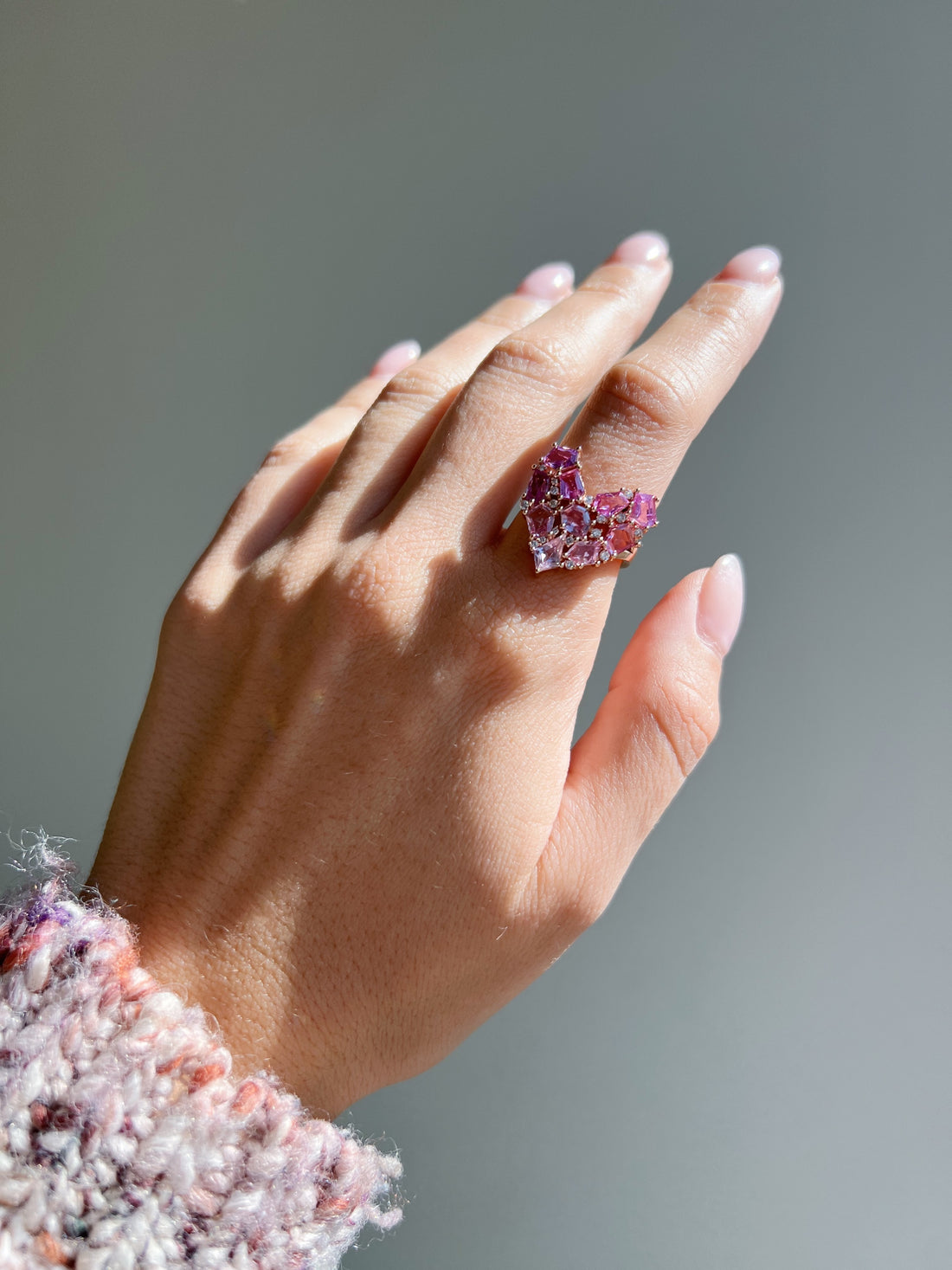 Mosaic Heart Ring Pink Sapphire Ombre