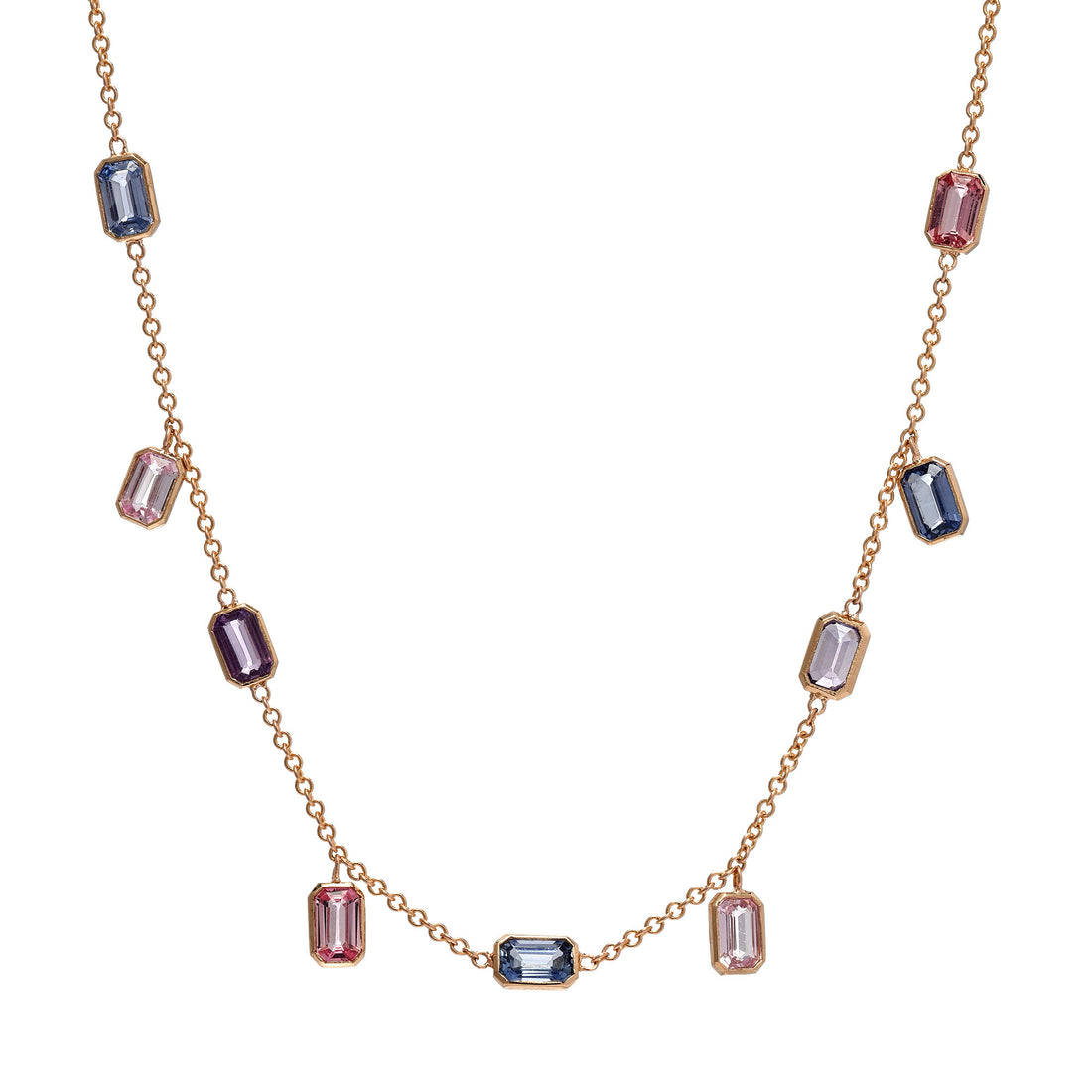 Brick Brigade Emerald Cut Necklace Multi-Sapphire