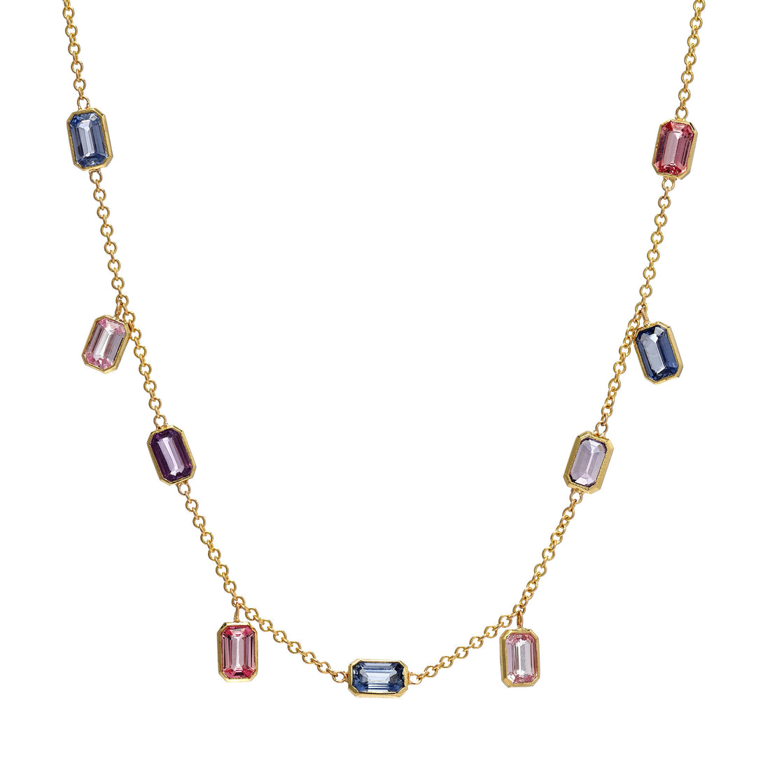 Brick Brigade Emerald Cut Necklace Multi-Sapphire