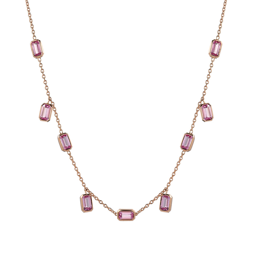 Brick Brigade Emerald Cut Necklace Pink Sapphire