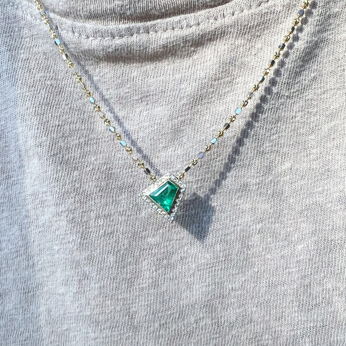 Mosaic Shape Necklace Kite Shape Emerald