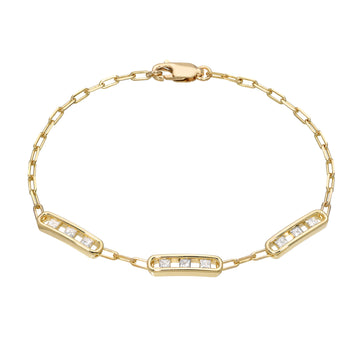 Tri Channel Link Bracelet Princess Diamonds