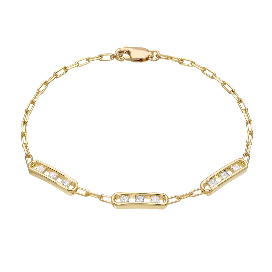 Tri Channel Link Bracelet Princess Diamonds