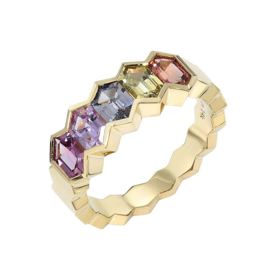 Hexagon Half Eternity Ring