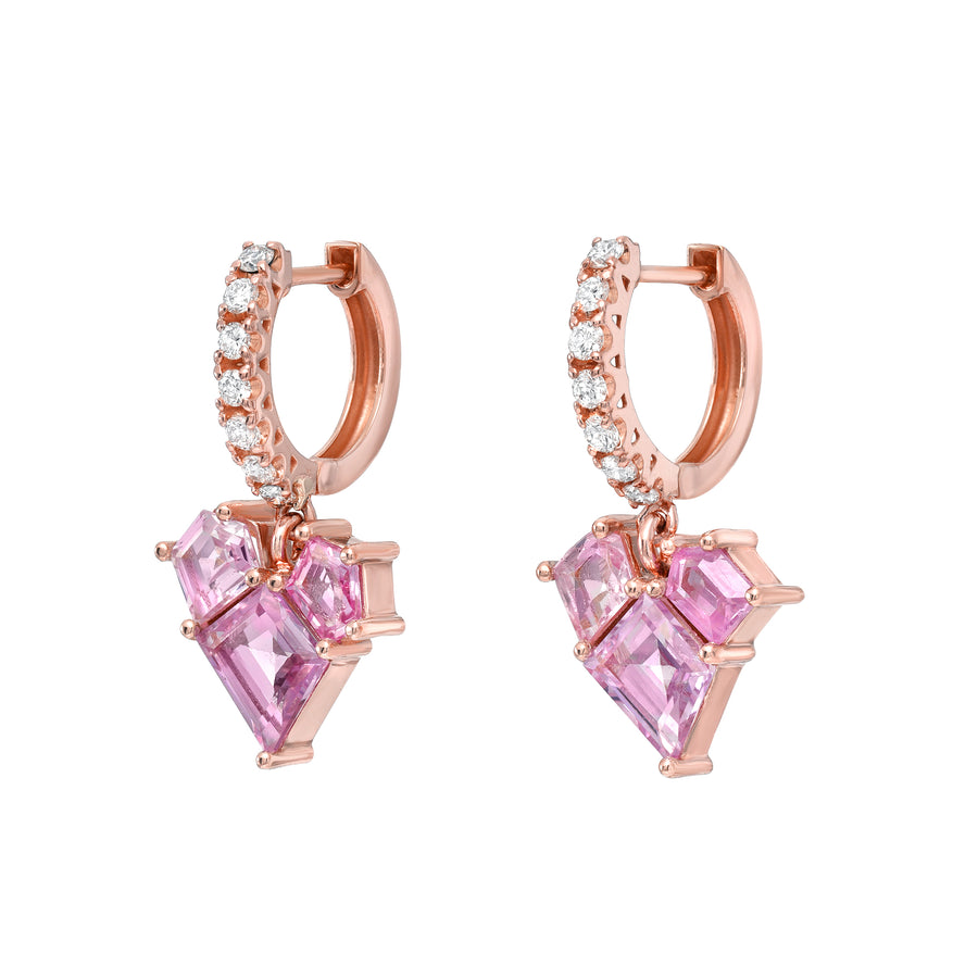 Mosaic Heart Diamond Hoops