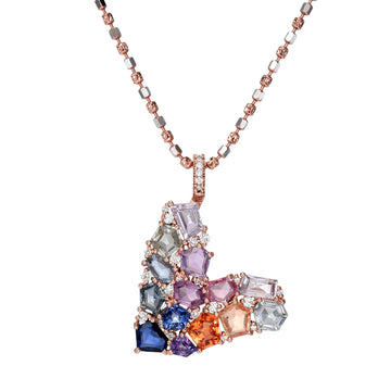 Grande Mosaic Heart Necklace Rose Gold