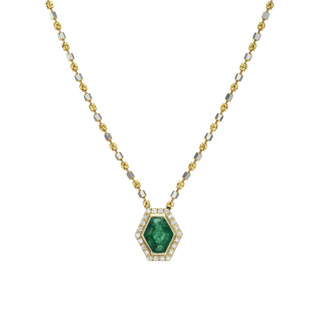 Mosaic Shape Necklace Hexagon Emerald