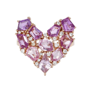 Mosaic Heart Ring Pink Sapphire Ombre