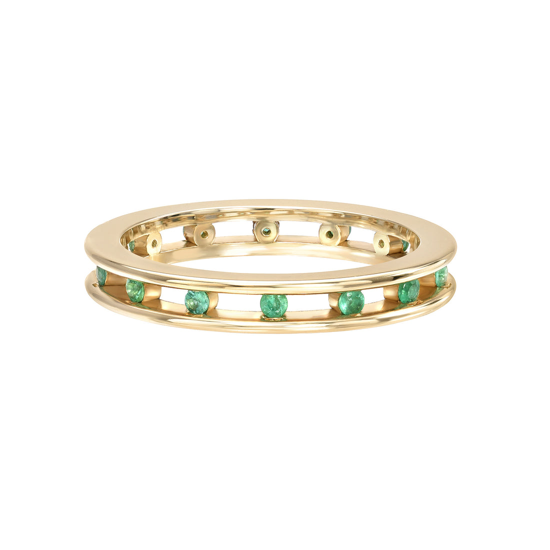 Petite Tri Channel Eternity Ring Emerald