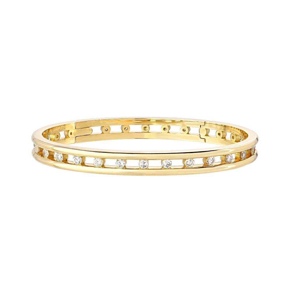 Tri Channel Round Diamond Bangle