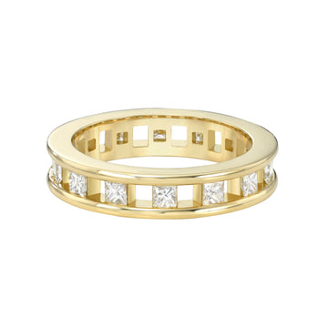 Tri Channel Eternity Ring Princess Cut Diamonds